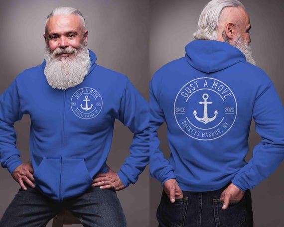 Men's Custom Boat Zip Up Hoodie Personalized Captain Yacht Boater Minimal Gift Nautical Anchor Sailing Sweatshirt Unisex Captain Gift Idea