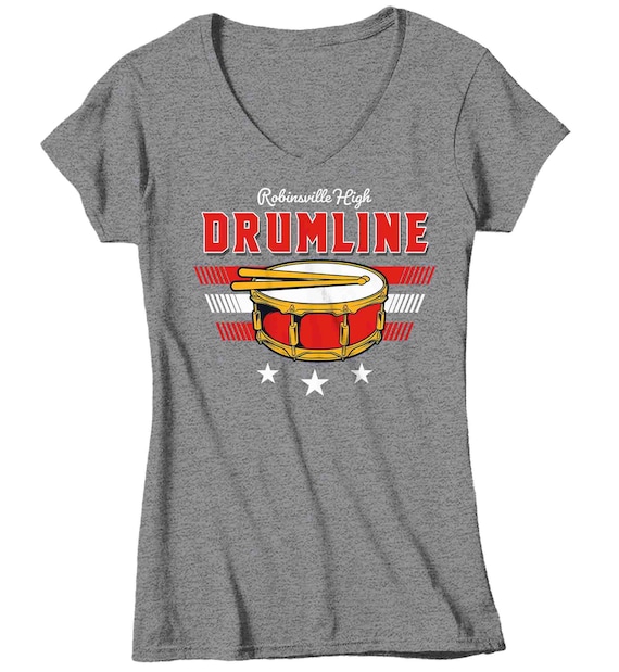 Women's Personalized Drumline T Shirt Custom Band Marching Shirt Custom School Name Percussion Drum Line Custom Ladies Shirts Gift Idea