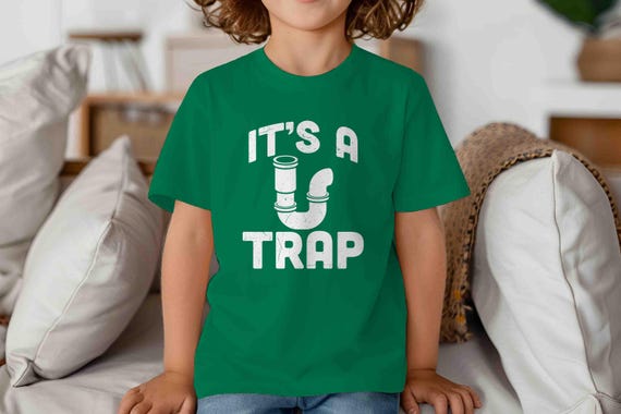 Kids Funny Plumber Shirt It's a Trap T Shirt Plumber Tee Plumber Drain Trap Gift Shirt for Child Children Unisex Tee Pipe Boys Worker Youth