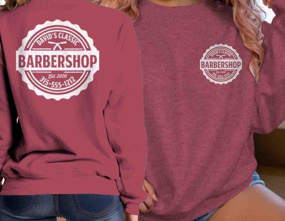Men's Custom Barbershop Sweatshirt Personalized Barber Company Hair Stylist Cut Shave Fades Vintage  Logo Business TShirt Unisex For Men
