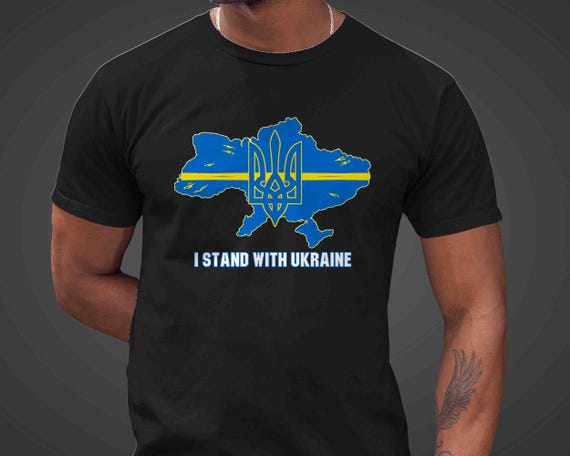 Men's I Stand Ukraine Shirt Ukraine Outline T-Shirt Save Trident Flag Resist Anti Russia Maga TShirt Gift Idea Unisex Tee Men Grunge FDT
