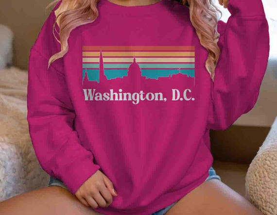 Men's Washington, DC Sweatshirt D.C. Shirt Skyline City Capital U.S. Pullover Crewneck Gift Travel Tour Tourist Graphic Tee State City