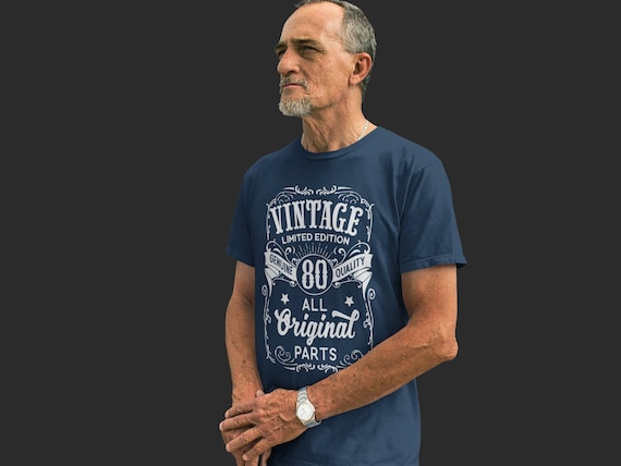 Men's Vintage 80th Birthday Shirt Whiskey Label Eighty Shirt Gift Idea 80th Birthday Shirts Original Parts Tee Vintage Shirt Man Unisex