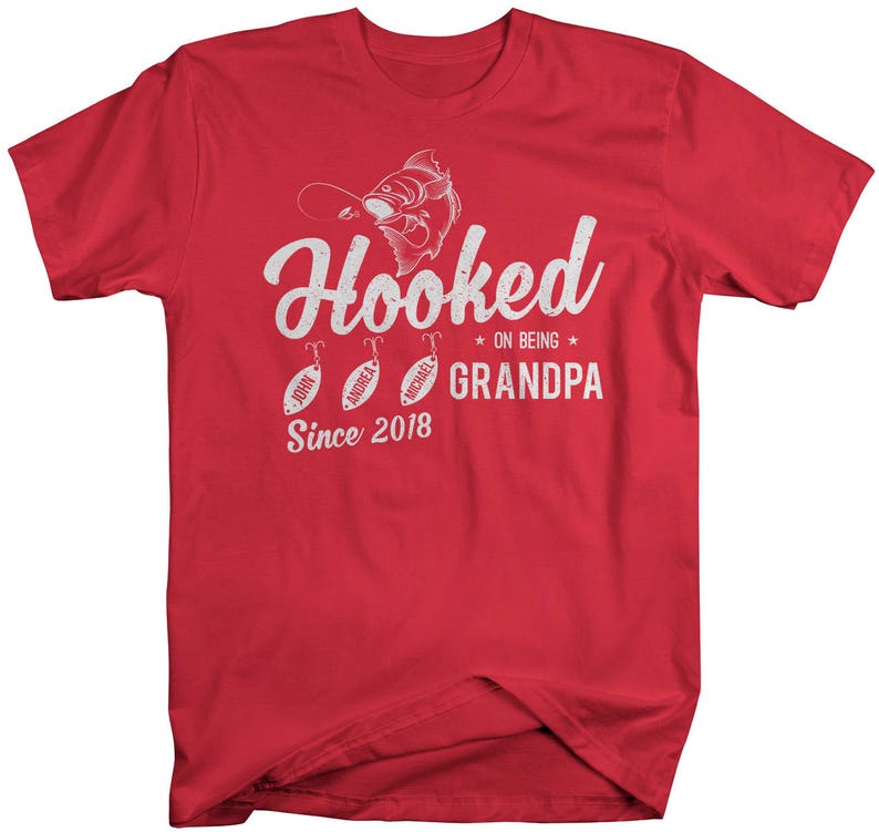 Personalized Grandpa Shirts
 Personalized Grandpa Shirt Hooked on Being Grandpa T shirt