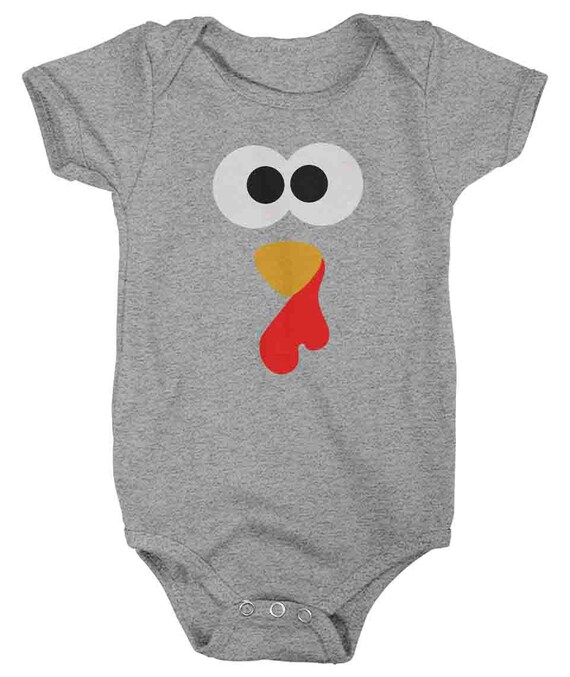 Baby Funny Turkey Face Body Suit Adorable Thanksgiving Shirts Turkey Infant Snap Suit Baby Creeper Romper