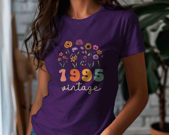 Women's Cute 1995 Vintage Birthday Shirt 30th Birthday Gift T Shirt Bday Gift Unisex Wild Flowers Tee 30 Bday For Women Floral Flower Tee