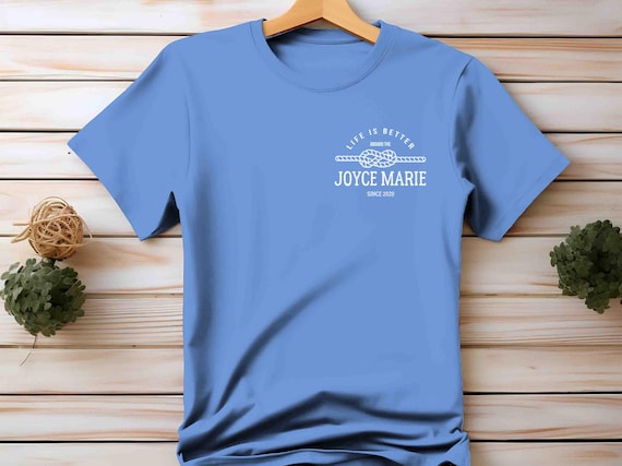 Custom Boat TShirt Personalized Captain Name Shirt Boating Tee Logo Boater Nautical Knot Rope T-Shirt Logo Charter Yacht Sailing Men Unisex