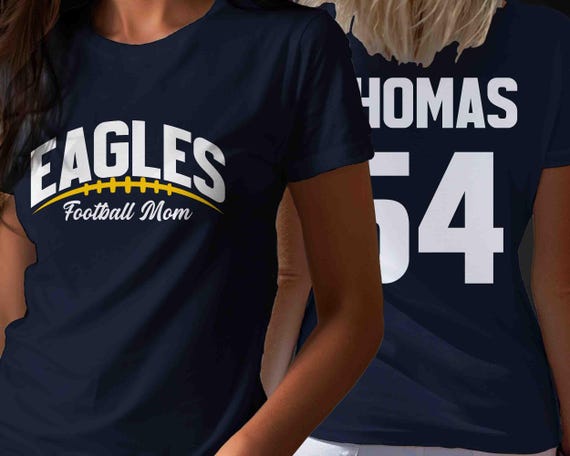 Men's Personalized Football T Shirt Custom Football Mom Dad TShirt Personalized Football Rear Printed Jersey Number Name Custom Unisex Tee