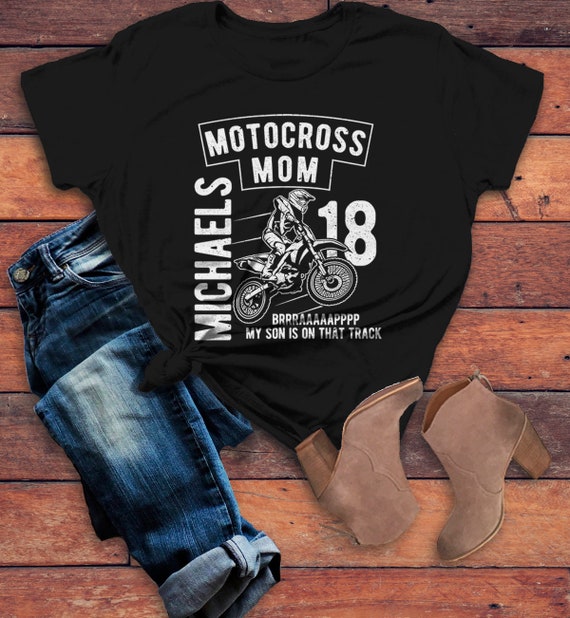Women's Personalized Motocross T-Shirt Mom Dirt Bike Race Racing Custom Shirt