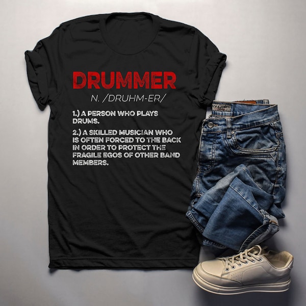 Men's Funny Drummer Shirt Drummer Definition Tshirt Drummer Gift Idea Band Shirts Drummer T Shirt