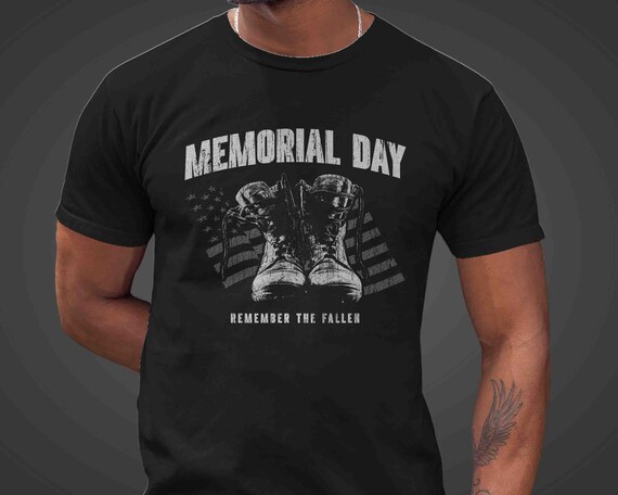 Men's Memorial Day Shirt Soldier T-Shirt Military Combat Boots Soldier United States Gift Remember Fallen T Shirt Honor TShirt Unisex Tee