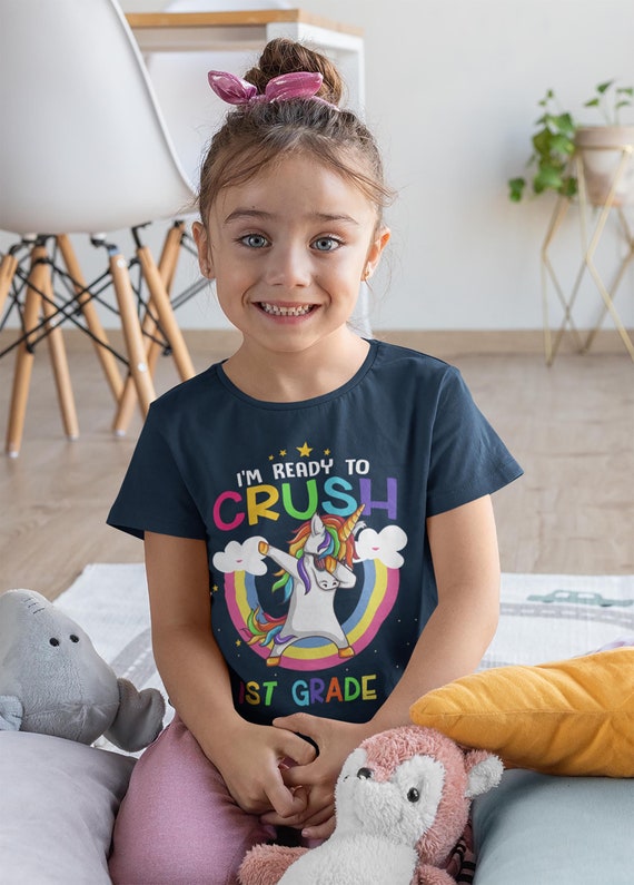 Kids 1st Grade T Shirt First Grade Shirt Girl's Crush 1st Grade Unicorn Shirt Cute Back To School Shirt Dabbing Unicorn Shirt