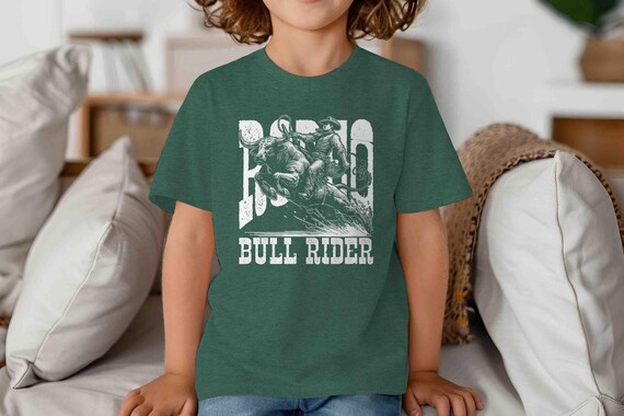 Kids Rodeo Shirt Bull Rider TShirt Cowboy Tee Gift Idea For Men Southern Country Western Rancher Unisex T-Shirt Rides Farm Ranch Vintage