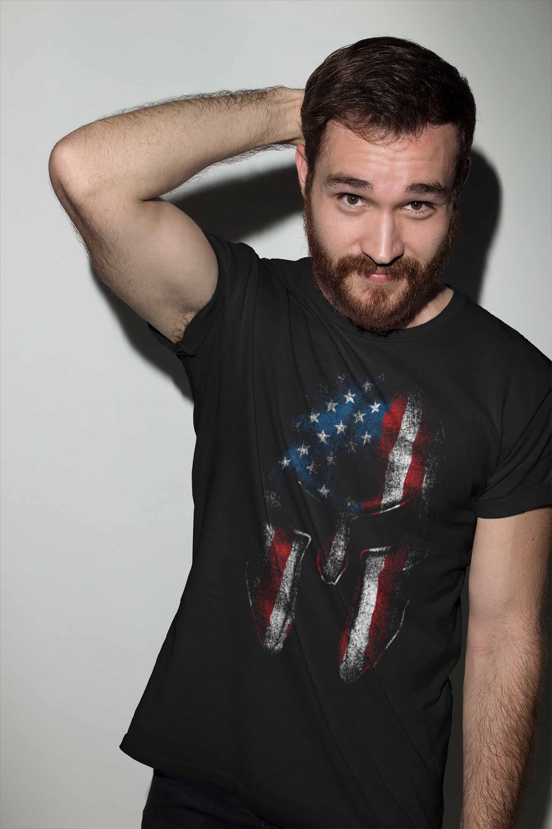 Men's Patriotic T Shirt American Flag Shirt Spartan Shirt Etsy