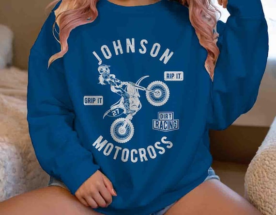 Men's Personalized Motocross Sweatshirt Racing Custom Dirt Bike Crewneck Biker Female Rider Pullover Personalized Gift Shirt Man Unisex