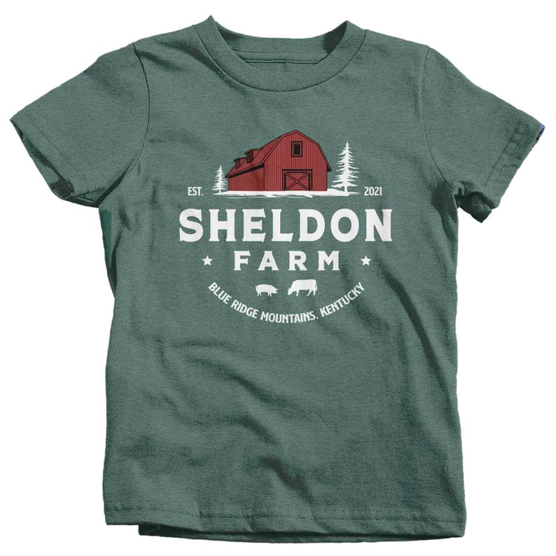 Kids Personalized Farm Shirt Barn Farmer T Shirt Gift For Farming Beef Dairy Cow Sow Pig Vintage Farm TShirt Youth Soft Graphic Tee image 5