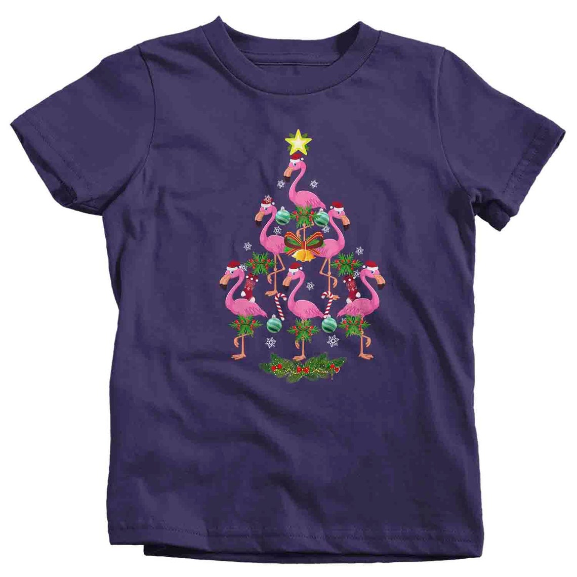 Kids Christmas Tree T Shirt Flamingo Christmas Shirts Pink Etsy