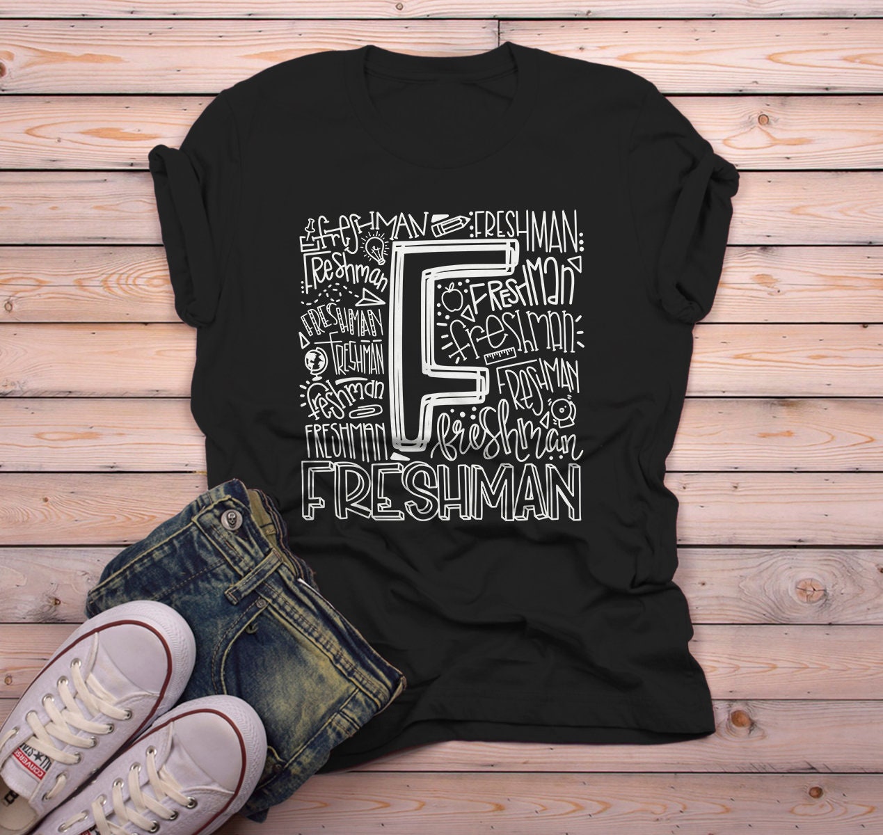 Men's Freshman T Shirt Class Tee Typography Back To School | Etsy