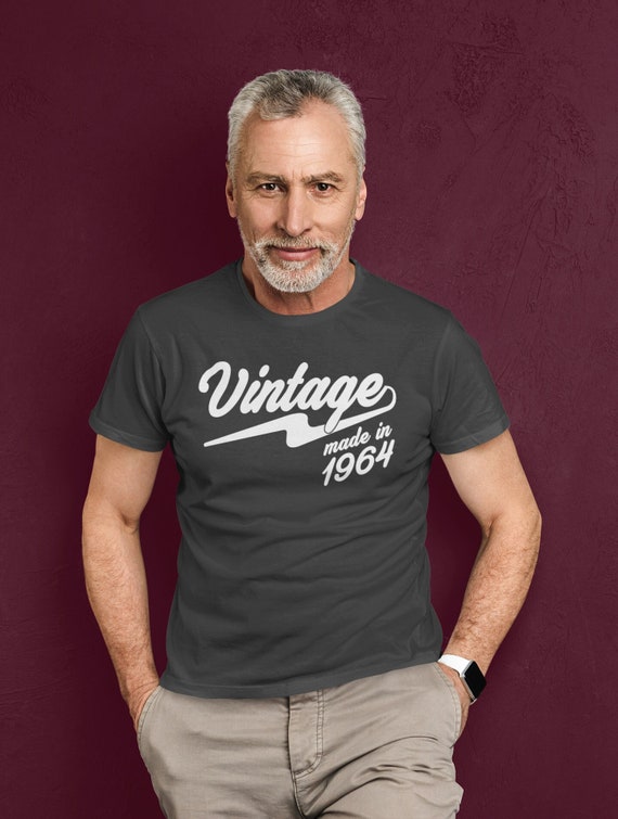 Men's Vintage Made In 1964 Birthday T Shirt Born In 64 60th Swoosh TShirt Gift Idea Men's Unisex 60 Year Old Unisex Man Tee