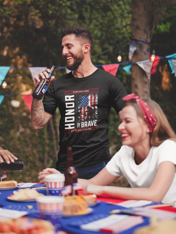 Men's Memorial Day TShirt Patriotic Honor The Brave United States Shirt Tee 4th July T-Shirt Soldier Military Fallen Man Unisex