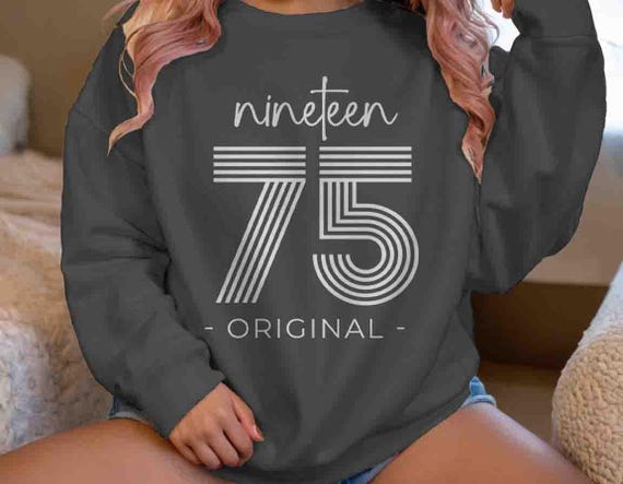 Men's 1975 Original Birthday Sweatshirt 50th Birthday Crewneck Fifty Years Gift Retro Bday Gift Men's Unisex Soft Pullover 50 Bday Man