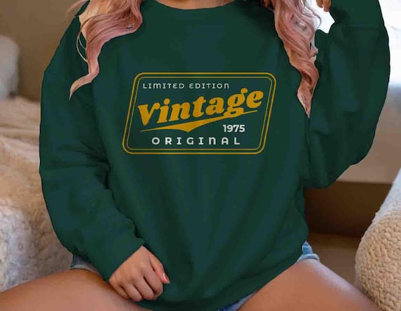 Men's 1975 Vintage Birthday Sweatshirt 50th Birthday Crewneck Fifty Pullover Gift Bday Gift Unisex Limited Edition 50 Bday Man Fleece