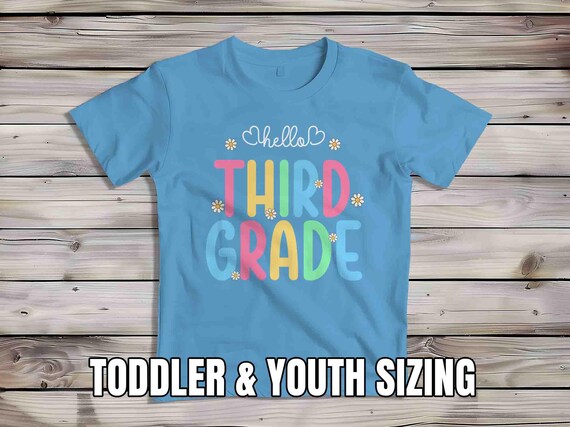 Kids Cute 3rd Grade Shirt Back To School TShirt Daisies Flower Daisy T-Shirt Hello Third Grade T Shirt Boho Children's School Youth Gift
