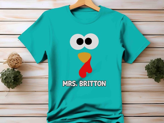 Unisex Funny Turkey T Shirt Thanksgiving Shirts Teacher Tee Turkey Day TShirt V Neck Or Crew Personalized Custom Name