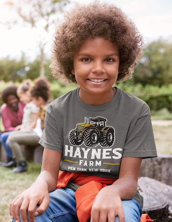 Kids Personalized Farm T Shirt Tractor Farming Shirt Personalized Commercial Farmer Gifts Shirts Custom Farm T Shirt Youth Unisex