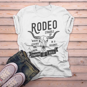 Men's Rodeo T Shirt Cowboys Vs. Bulls Shirt Vintage Cow Skull Graphic Tee Straddle Up image 10