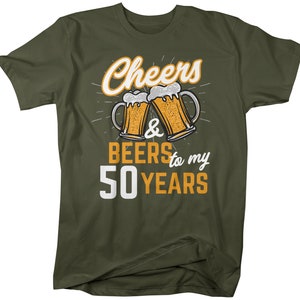 Men's Funny 50th Birthday T Shirt Cheers Beers Fifty Years TShirt Gift Idea Graphic Tee Beer Shirt image 6