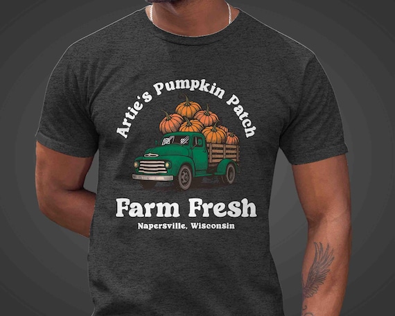 Men's Personalized Pumpkin Farm T Shirt Custom Fall Farmer Patch Shirt Personalized Truck Vintage Farms Pumpkin Patch Logo Gift Idea