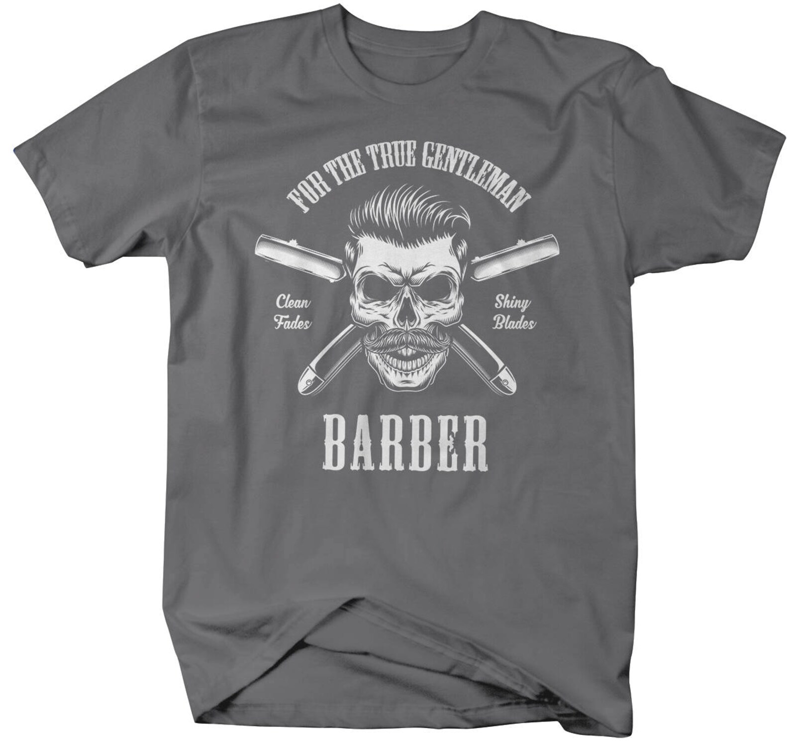 Men's Barber Skull Tshirt Barbers Shirts Shiny Blades Etsy