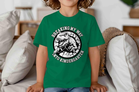 Kids Kindergarten Shirt Dinosaur TShirt T-Rex Breaking Into T-Shirt TRex Dino Kindergartener Gift T Shirt Cute Girl's Boy's Children's Youth