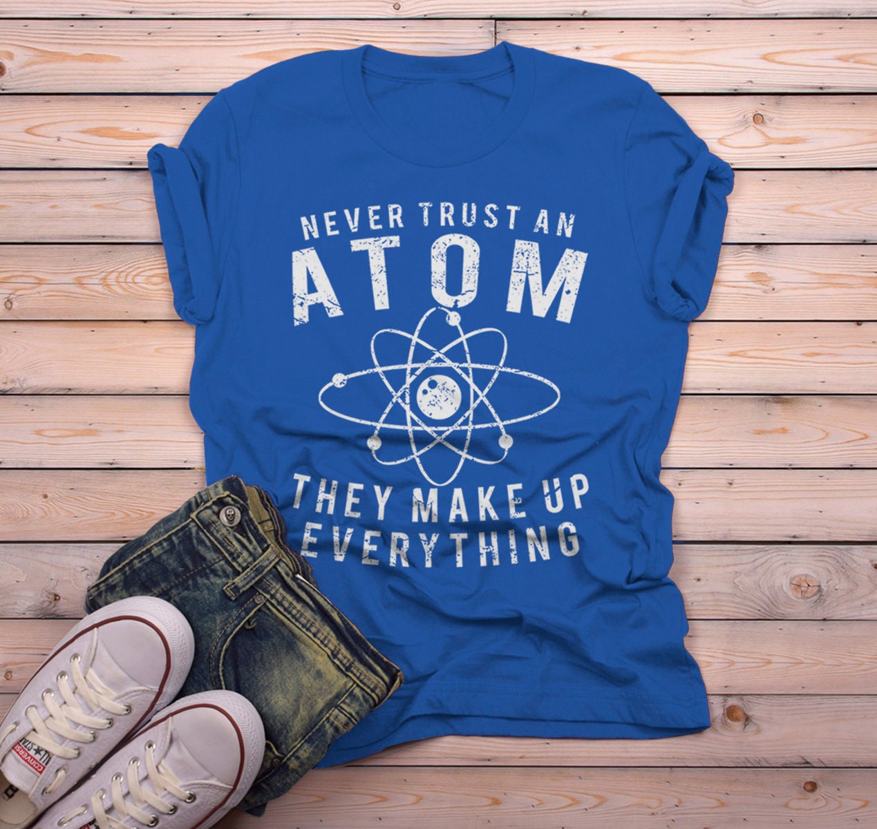 Men's Funny Science T Shirt Never Trust Atom Graphic Tee | Etsy