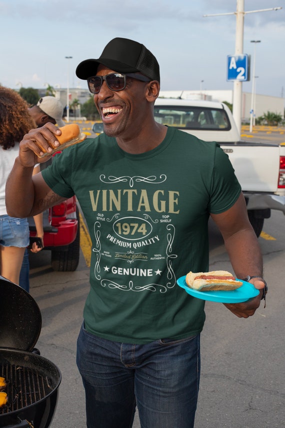 Men's Vintage 1974 Birthday T-Shirt Classic Shirt Gift Idea 50th+ Birthday Shirts Vintage Tee Vintage Shirt Man Unisex Whiskey Label