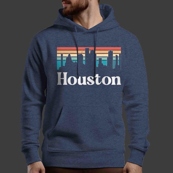 Men's Houston Hoodie TX Shirt Skyline City Texas Pullover Sweatshirt Gift Travel Tour Gift Tourist Graphic Tee Sky State City Southern