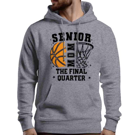 Men's Senior Mom Hoodie Basketball Hooded Sweatshirt Hooper Pullover Hoodie Sportswear Fleece Proud Senior Mom Unisex Gift Idea