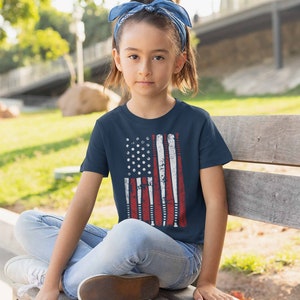 Kids Boy&#39;s Girl&#39;s Baseball Flag T Shirt Patriotic Baseball Shirt American Flag Shirt Baseball Gift Idea