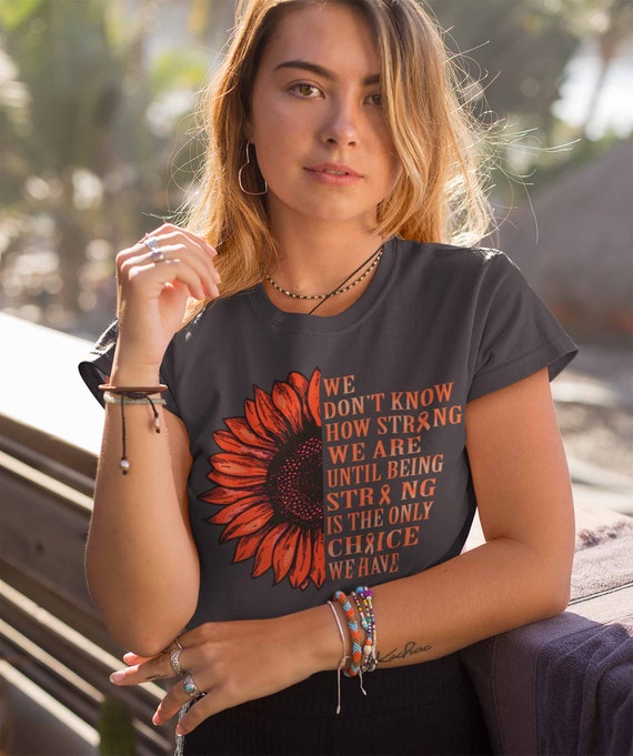 Women's Orange Awareness Shirt Sunflower Shirt Multiple Sclerosis Flower Shirt Leukemia Awareness Shirts Orange TShirt