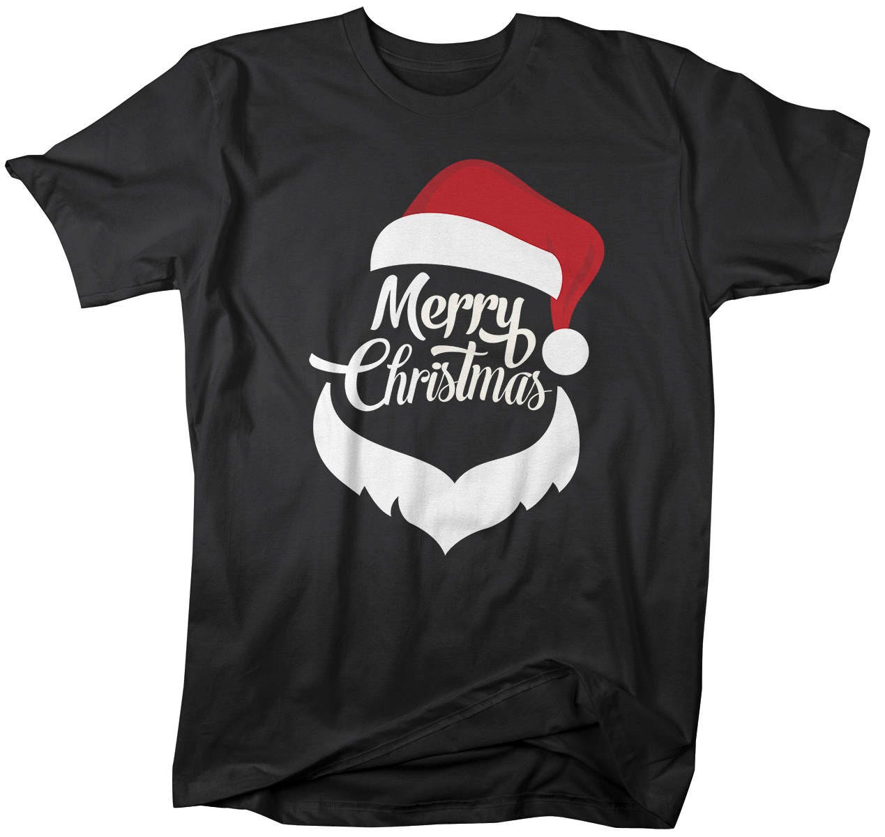 Men's Merry Christmas Santa Hat Beard T-Shirt Xmas Shirts | Etsy