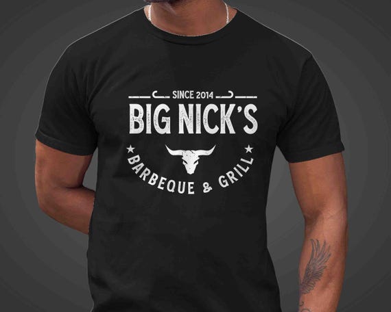 Men's Custom Restaurant Shirt Personalized BBQ T Shirts Barbeque Logo Beef TShirt Unisex Business Gift Skull Cow For Him Bar Grill Company