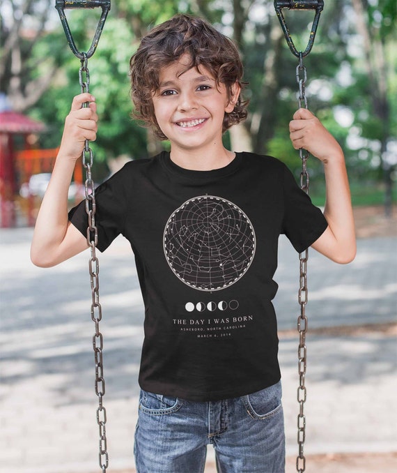 Kids Custom Star Map T Shirt Personalized Shirt Celestial Shirt Birthday Adoption Matching Shirt