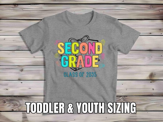 Kids Cute Second Grade Shirt Back To School TShirt Class of 2035 Cute Icons T-Shirt 2nd Grade 2  T Shirt Boho Children's School Gift Girl's