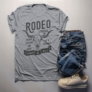 Men's Rodeo T Shirt Cowboys Vs. Bulls Shirt Vintage Cow Skull Graphic Tee Straddle Up image 9