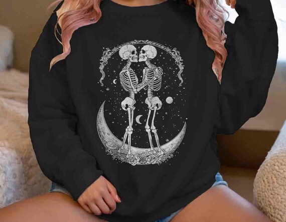 Men's Best Friends Sweatshirt Folklore Crewneck Gift Idea Fantasy Cottagecore Pullover Skeletons Goth Gotic Unisex Couple Matching