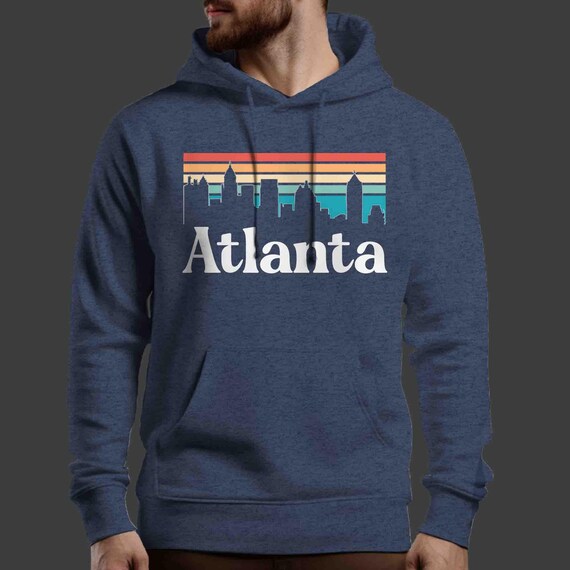 Men's Atlanta Hoodie GA Shirt Skyline City Georgia Pullover Sweatshirt Gift Travel Tour Gift Tourist Graphic Tee Sky State City South