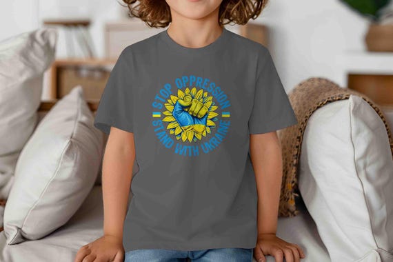 Kids Support Ukraine Shirt Stop Oppression T-Shirt Save Ukrainian Flag Flower Anti Maga TShirt Gift Idea Unisex Tee Youth Grunge FDT