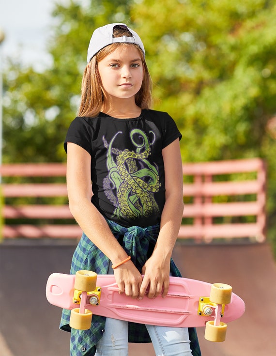Kids Octopus T Shirt Tentacles Shirt Grunge Tee Aquatic Kraken Hipster Shirt Octopuses Gift Idea Youth Boys Girls