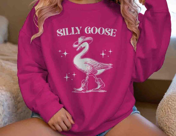 Men's Funny Goose Sweatshirt Silly Goose Crewneck Gift Idea Pullover Graphic Humor Joke Cute Matching Best Friends Serious Unisex For Her